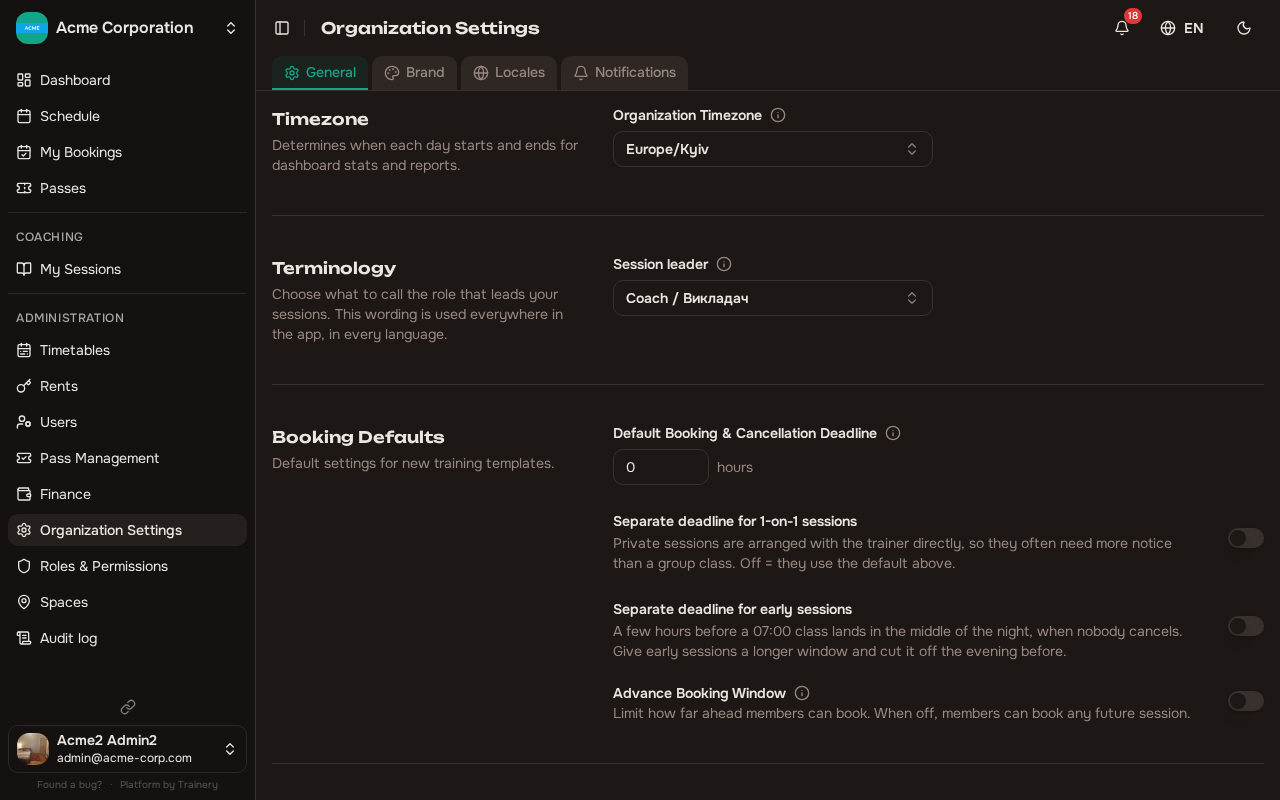 Public booking toggle in general settings