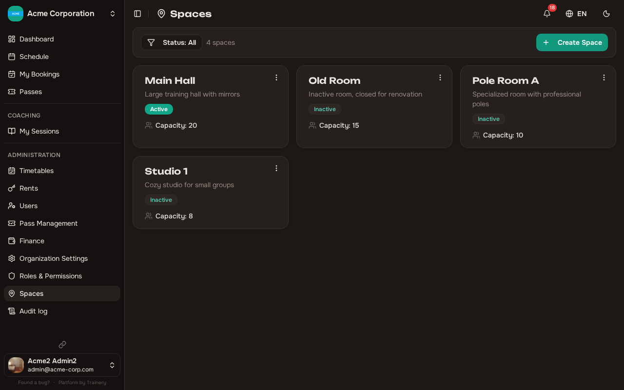 Spaces list
