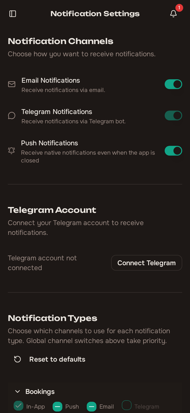 Notification settings