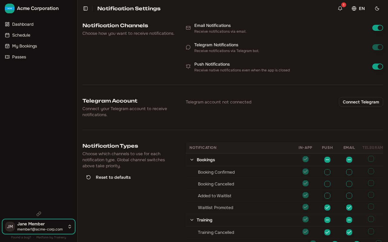 Notification settings
