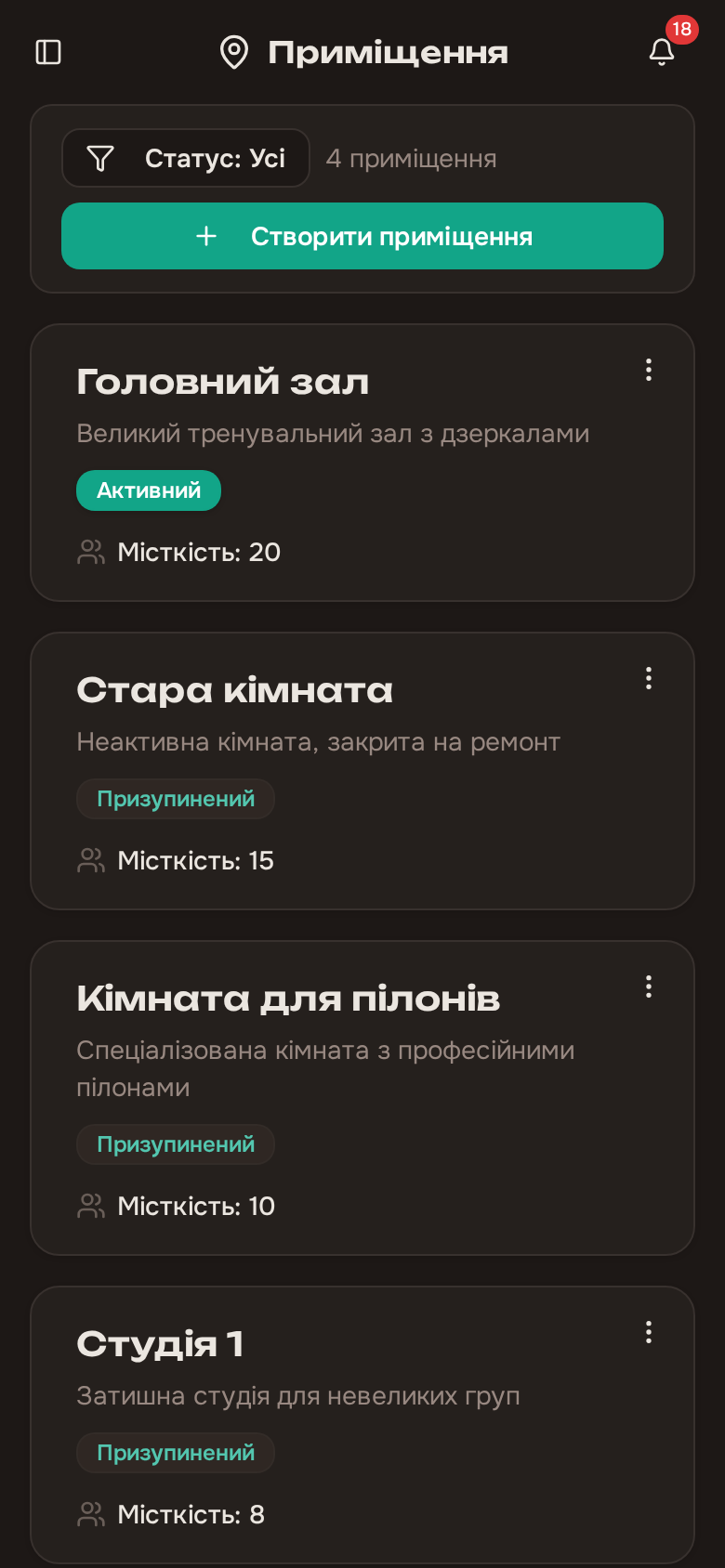 Список приміщень