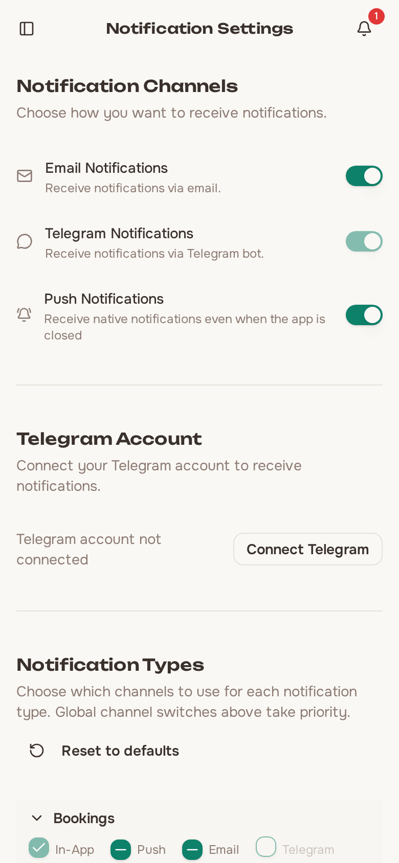 Notification settings
