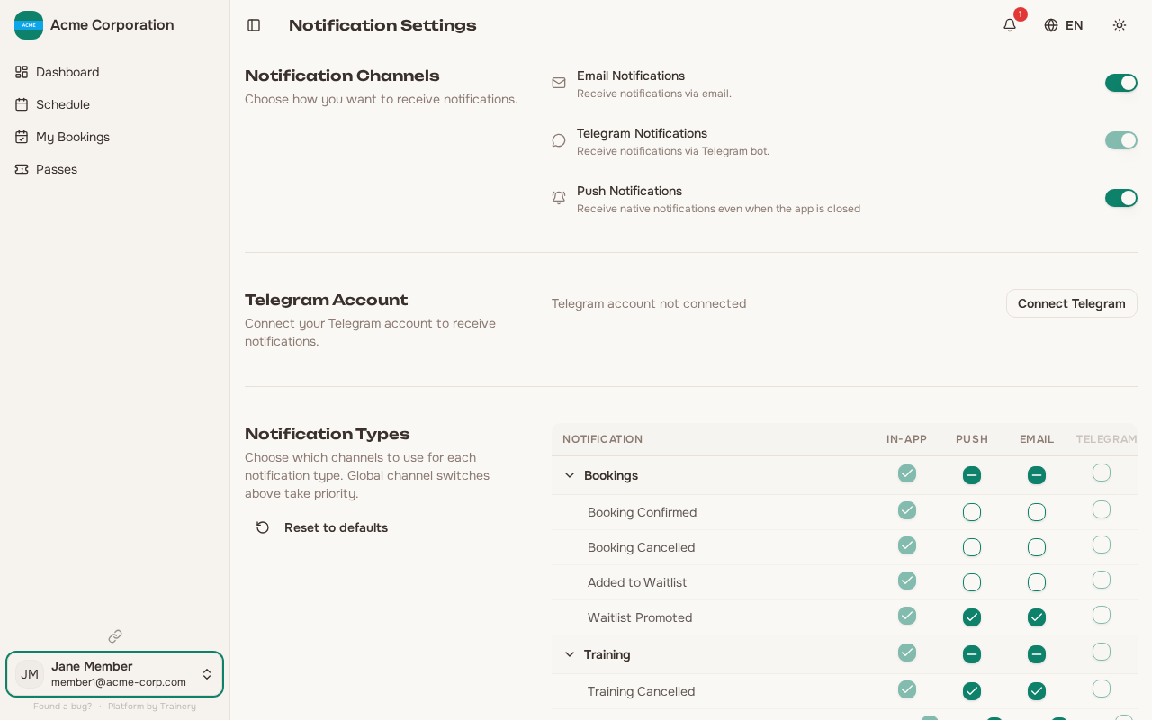 Notification settings