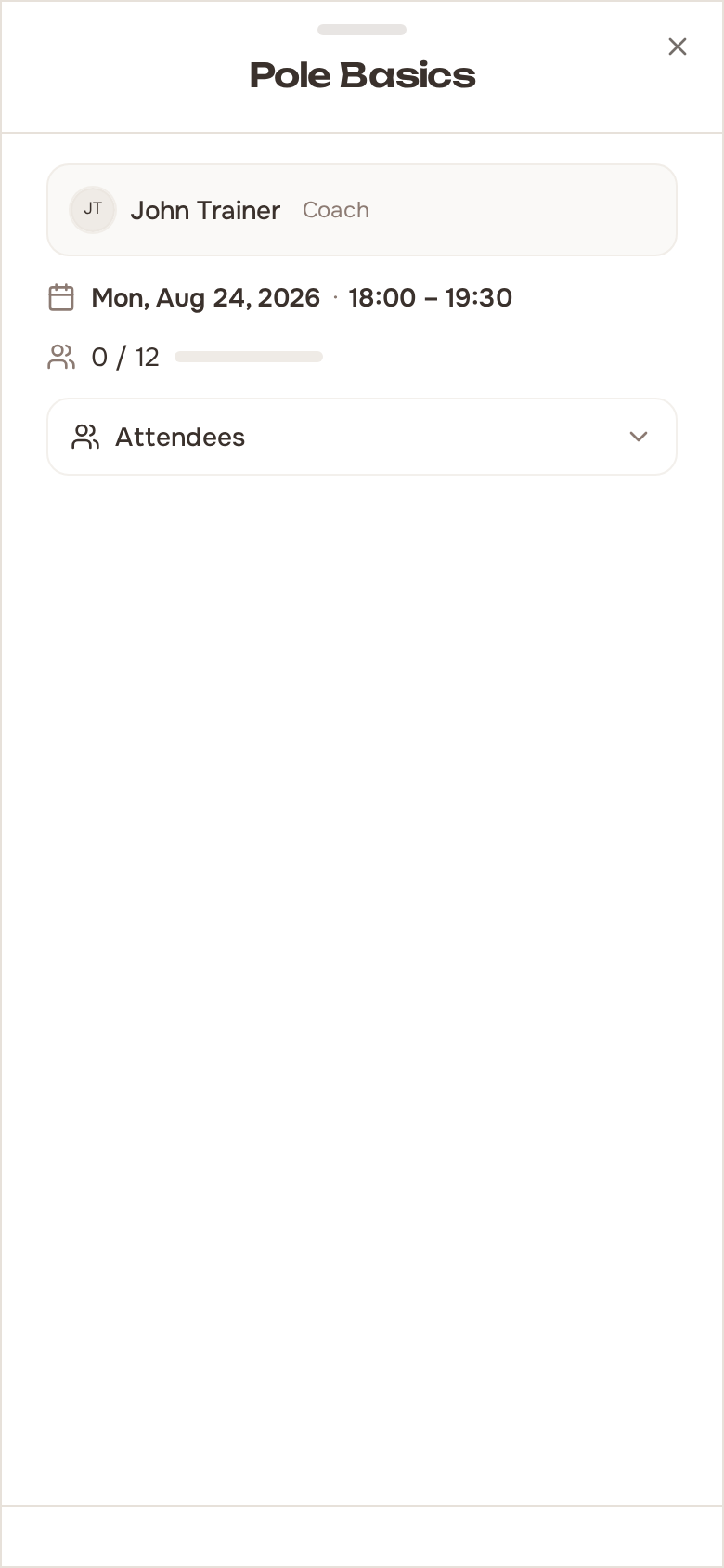 Session detail with Share signup link